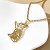 201 Stainless Steel Dog Outline Pendant Necklaces NJEW-P327-06G-3