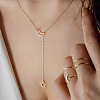 Alloy Cable Chain Moon & Star Lariat Necklaces for Women WG67D60-01-1