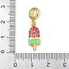Brass Red Enamel European Dangle Charms KK-N271-38G-3
