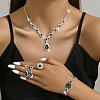 Fashionable Brass Rhinestone Bracelets & Earrings & Necklaces & Rings Sets FS-WG0E119-04-2
