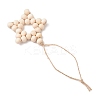 Star Natural Unfinished Wood Beaded Pendant Decorations HJEW-JM02842-02-4