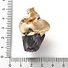 Electroplated Raw Natural Mixed Gemstone Pendants G-Z102-01G-4