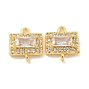 Brass Pave Clear Cubic Zirconia Connector Charms KK-P275-44G-1