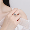 Square Rhodium Plated 925 Sterling Silver Pave 6.5x3.9mm Moissanite Finger Rings for Women WG02E28-08-4