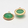 Long-Lasting Plated Golden Tone Brass Glass Oval Charms LS-GLAA-J059-04G-1