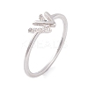 304 Stainless Steel Letter W Finger Ring for Women RJEW-C086-07-P-1