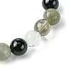 Synthetic Smoky Quartz & Labradorite & Quartz Crystal & Obsidian Round Beaded Stretch Bracelets BJEW-JB10910-11-4