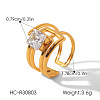 304 Stainless Steel Pave Clear Cubic Zirconia Cuff Open Rings for Women WG46FF3-05-1