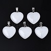 Heart Natural White Jade Pendants G-Q438-01-1