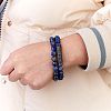 2Pcs 2 Style Natural Lapis Lazuli Stretch Bracelets Set BJEW-SW00098-6