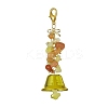 Natural Red Aventurine & Lemon Jade Chips & Alloy Bowknot Kcychain HJEW-JM01313-03-1