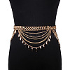 Alloy Curb Chain Leaf Charm Tassel Multi-Layered Waist Belly Chains FS-WGB4872-01-3
