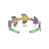 Ion Plating(IP) Rainbow Color 304 Stainless Steel Leaf Wrap Open Cuff Ring for Women RJEW-C025-15M-3