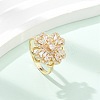 Clover Rotatable Open Cuff Rings for Women RJEW-R007-02G-2