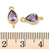 Brass Pave Cubic Zirconia Teardrop Connector Charms KK-P348-09G-4