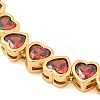 Rack Plating Brass Pave Cubic Zirconia Heart Link Bracelets BJEW-Q347-05G-04-2
