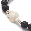 Tortoise Synthetic Turquoise & Natural Lava Rock Stretch Bracelets for Women BJEW-JB10106-06-3