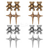 DELORIGIN 8Pcs 4 Style 4 Pointed Star & Bear Alloy Adjustable Jean Button Pins AJEW-DR0001-33-1