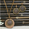 Bohemian Alloy Enamel & Wood Pendant Necklaces & Dangle Earrings Sets WG0DDDA-02-1