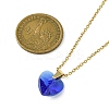 Heart Glass Pendant Necklaces NJEW-K117-01G-4
