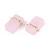Glass Rectangle Links Connector Charms GLAA-T023-42B-2