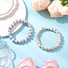 2Pcs 2 Colors Handmade Flower Printed Porcelain Ceramic Round Beads Stretch Bracelets for Women BJEW-JB12091-1