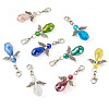 Angel Glass & Alloy Pendant Decoration HJEW-TAC0055-3