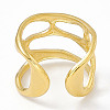 Ion Plating(IP) 304 Stainless Steel Wide Hollow Open Cuff Ring for Women LS-RJEW-G275-02G-3
