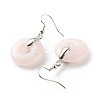 Natural Rose Quartz Donut Dangle Earrings EJEW-G300-01P-01-3