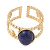 Oval Natural Lapis Lazuli Finger Rings RJEW-Z057-11G-03-2