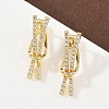 Brass Micro Pave Clear Cubic Zirconia Line Hoop Earrings EJEW-G446-02G-2