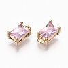 Brass Glass Rhinestone Pendants GLAA-S179-21G-RS-2