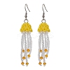 304 Stainless Steel Glass Seed Beaded Jellyfish Dangle Earrings EJEW-MZ00435-3