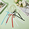 5Pcs 5 Colors ABS Plastic Pearl Round Beaded with Polyester Cord Pendant Necklaces for Women NJEW-CY0001-03-7