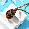 Natural Black Tourmaline Macrame Pouch Adjustable Slider Necklaces NJEW-M090-01-3