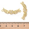 Rack Plating Brass Clear Cubic Zirconia Wing Heart Connector Charms KK-C084-12G-3