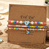 3Pcs Glass Seed Bead & Resin & Brass Braided Bead Bracelets LW3639-5-1
