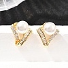 Round Brass Micro Pave Clear Cubic Zirconia Stud Earrings EJEW-A135-28G-1