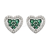 Heart Brass Micro Pave Cubic Zirconia Stud Earrings EJEW-M082-15P-3