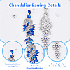 3 Pairs 3 Colors Sparkling Rhinestone Leafy Branch Dangle Stud Earrings EJEW-FI0001-90-4