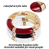 3Pcs 3 Colors Acrylic Curved Tube Beaded Stretch Bracelets Set for Women BJEW-AN0001-22-3