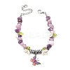 5Pcs Printed Alloy Butterfly Charm Bracelets BJEW-JB12404-4