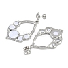 304 Stainless Steel Enamel Flower Dangle Stud Earrings EJEW-Z075-09P-01-2