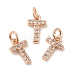 Brass Micro Pave Grade AAA Cubic Zirconia Charms ZIRC-P067-11RG-T-NR-1