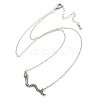 Brass Pave Black Cubic Zirconia Snake Pendant Necklaces NJEW-D320-02ASP-4
