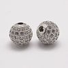 Brass Micro Pave Cubic Zirconia Beads X-ZIRC-E110-07P-1