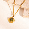 Retro Rhombus Stainless Steel Cubic Zirconia Pendant Necklaces for Women CQ6357-1-2