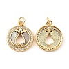 Brass Cubic Zirconia with Shell Pendants KK-K342-08G-2