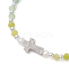 Dyed Natural Malaysia Jade Rondelle & Cultured Freshwater Pearl Beaded Stretch Bracelets BJEW-JB13380-03-3