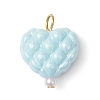 Opaque Acrylic Waffle Beadss with ABS Plastic Imitation Pearl Beads and Iron Flat Head Pins Pendants PALLOY-JF03776-3